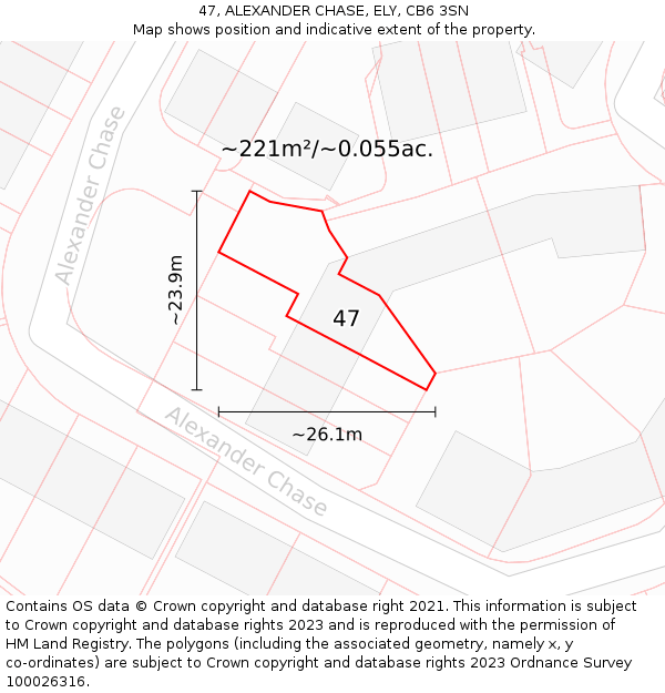 47, ALEXANDER CHASE, ELY, CB6 3SN: Plot and title map