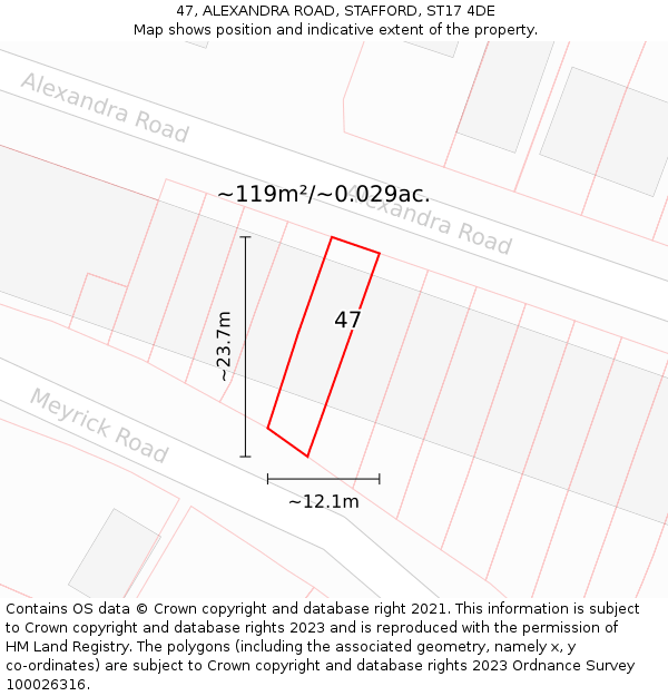 47, ALEXANDRA ROAD, STAFFORD, ST17 4DE: Plot and title map
