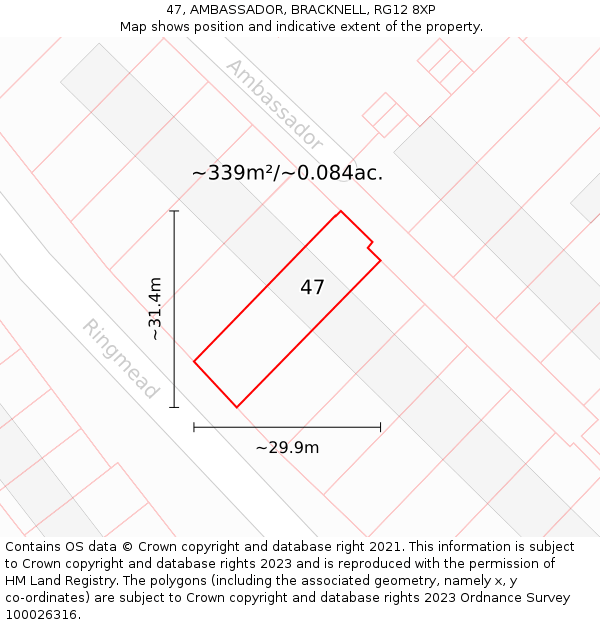 47, AMBASSADOR, BRACKNELL, RG12 8XP: Plot and title map