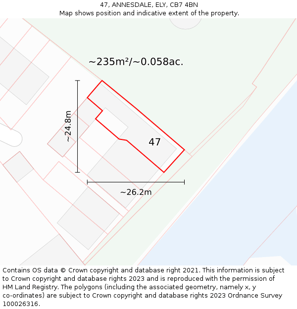47, ANNESDALE, ELY, CB7 4BN: Plot and title map