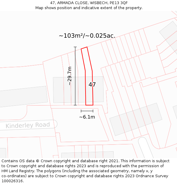 47, ARMADA CLOSE, WISBECH, PE13 3QF: Plot and title map