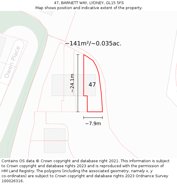 47, BARNETT WAY, LYDNEY, GL15 5FS: Plot and title map