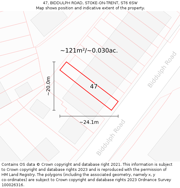 47, BIDDULPH ROAD, STOKE-ON-TRENT, ST6 6SW: Plot and title map