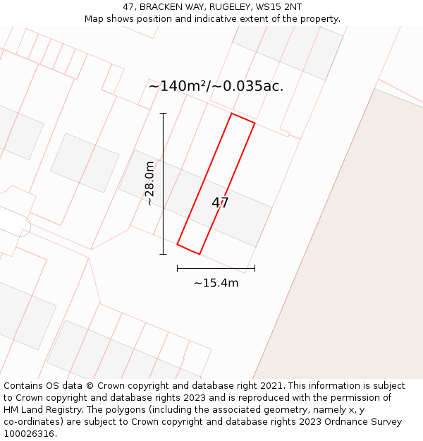 47, BRACKEN WAY, RUGELEY, WS15 2NT: Plot and title map