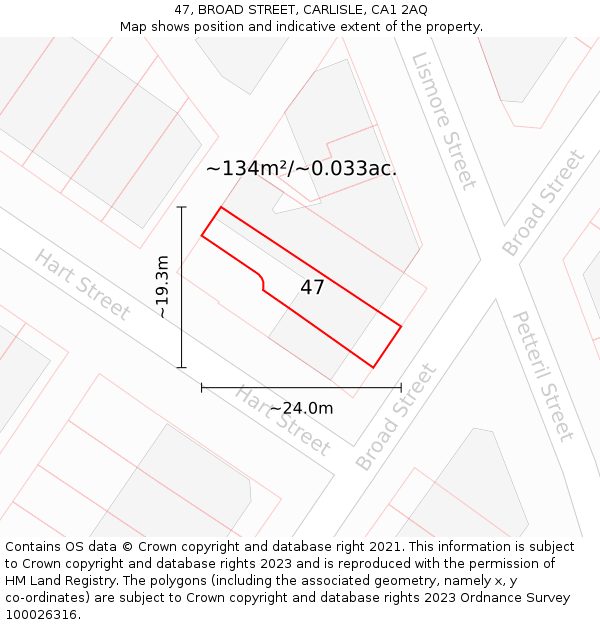 47, BROAD STREET, CARLISLE, CA1 2AQ: Plot and title map