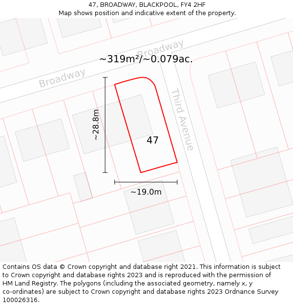 47, BROADWAY, BLACKPOOL, FY4 2HF: Plot and title map