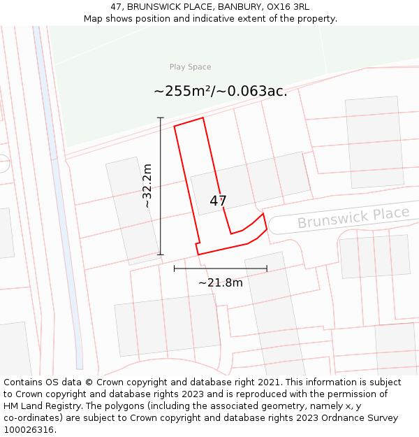 47, BRUNSWICK PLACE, BANBURY, OX16 3RL: Plot and title map