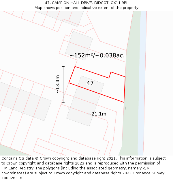 47, CAMPION HALL DRIVE, DIDCOT, OX11 9RL: Plot and title map