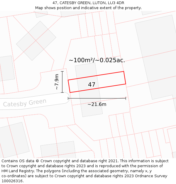 47, CATESBY GREEN, LUTON, LU3 4DR: Plot and title map