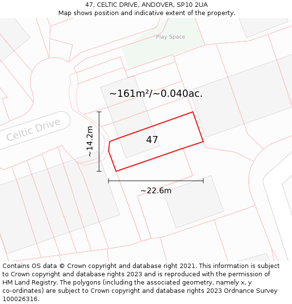 47, CELTIC DRIVE, ANDOVER, SP10 2UA: Plot and title map