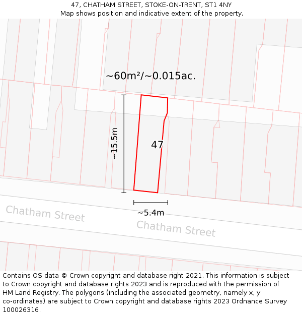 47, CHATHAM STREET, STOKE-ON-TRENT, ST1 4NY: Plot and title map