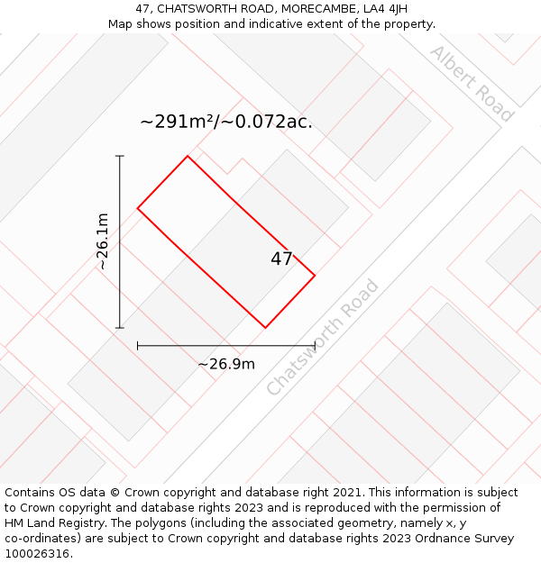 47, CHATSWORTH ROAD, MORECAMBE, LA4 4JH: Plot and title map
