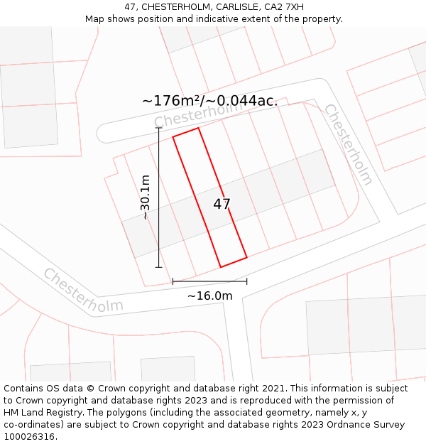 47, CHESTERHOLM, CARLISLE, CA2 7XH: Plot and title map
