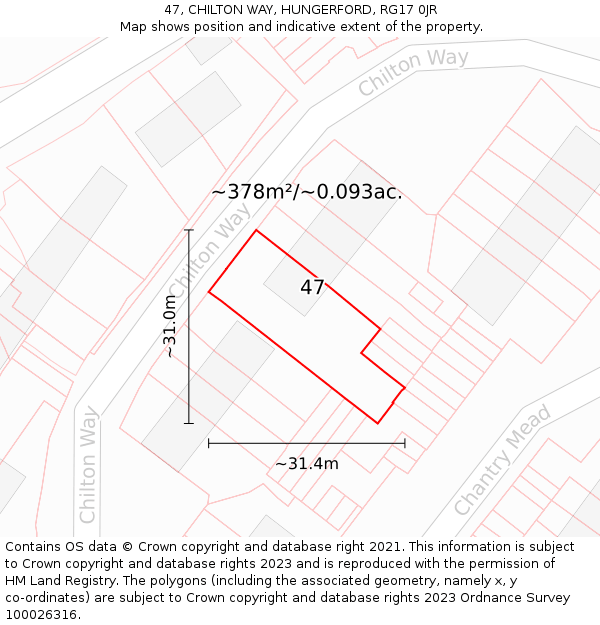 47, CHILTON WAY, HUNGERFORD, RG17 0JR: Plot and title map