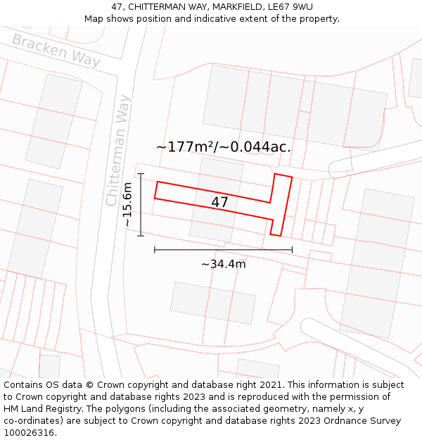 47, CHITTERMAN WAY, MARKFIELD, LE67 9WU: Plot and title map