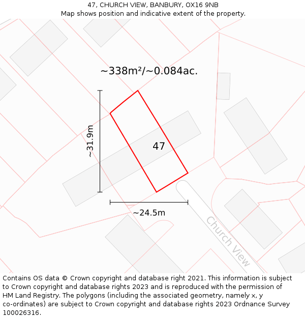 47, CHURCH VIEW, BANBURY, OX16 9NB: Plot and title map