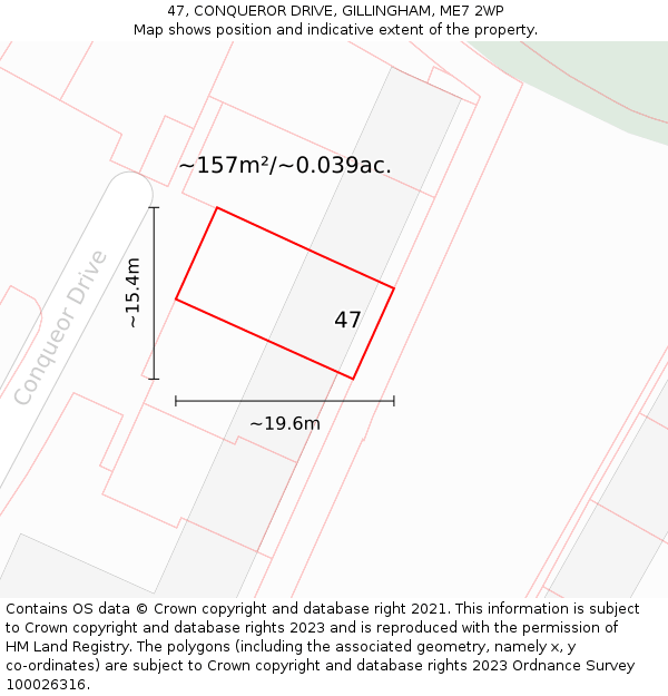 47, CONQUEROR DRIVE, GILLINGHAM, ME7 2WP: Plot and title map