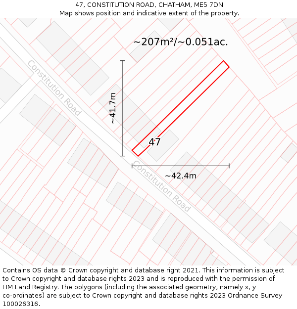 47, CONSTITUTION ROAD, CHATHAM, ME5 7DN: Plot and title map