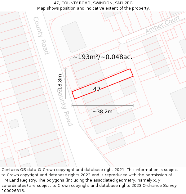 47, COUNTY ROAD, SWINDON, SN1 2EG: Plot and title map