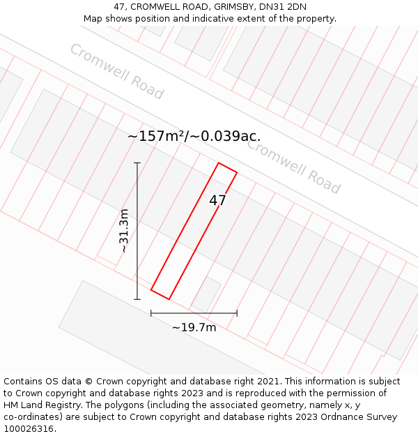 47, CROMWELL ROAD, GRIMSBY, DN31 2DN: Plot and title map