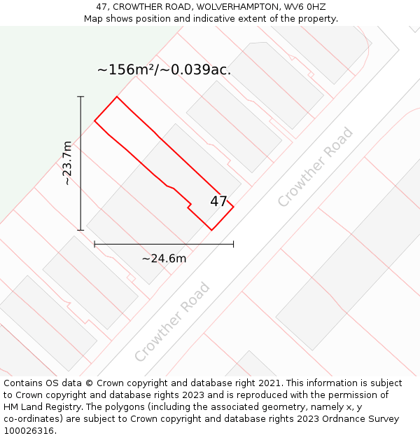 47, CROWTHER ROAD, WOLVERHAMPTON, WV6 0HZ: Plot and title map