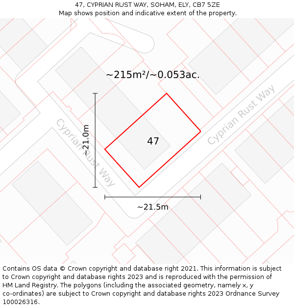 47, CYPRIAN RUST WAY, SOHAM, ELY, CB7 5ZE: Plot and title map