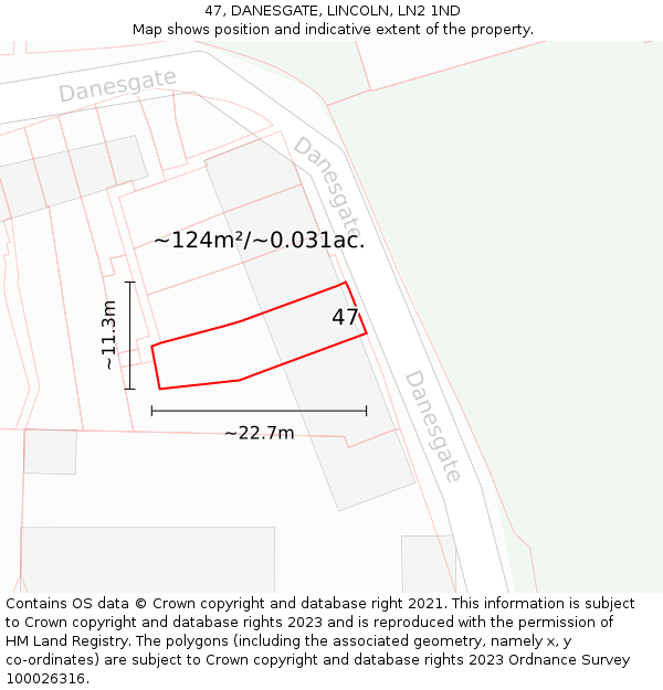 47, DANESGATE, LINCOLN, LN2 1ND: Plot and title map