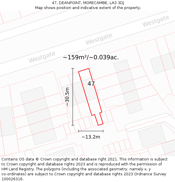 47, DEANPOINT, MORECAMBE, LA3 3DJ: Plot and title map