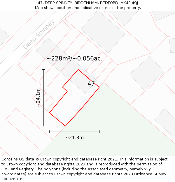 47, DEEP SPINNEY, BIDDENHAM, BEDFORD, MK40 4QJ: Plot and title map