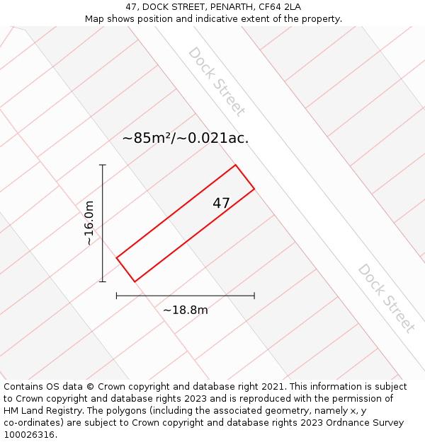 47, DOCK STREET, PENARTH, CF64 2LA: Plot and title map