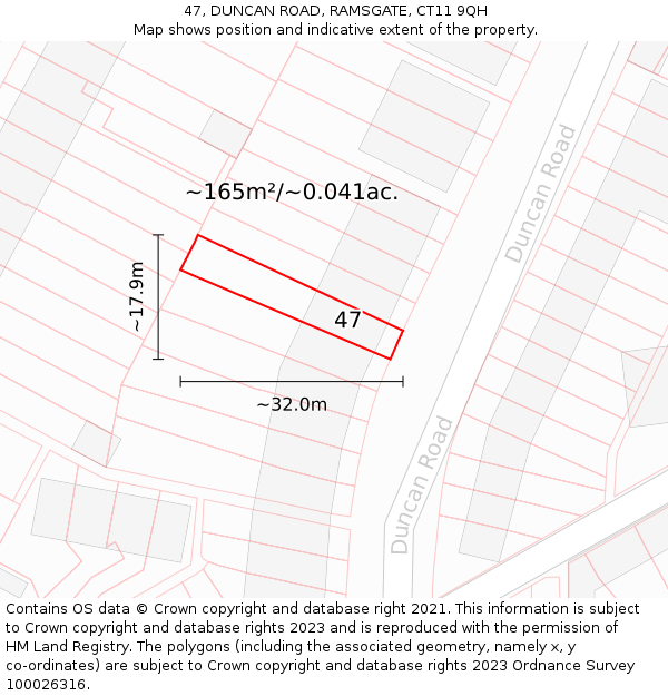 47, DUNCAN ROAD, RAMSGATE, CT11 9QH: Plot and title map