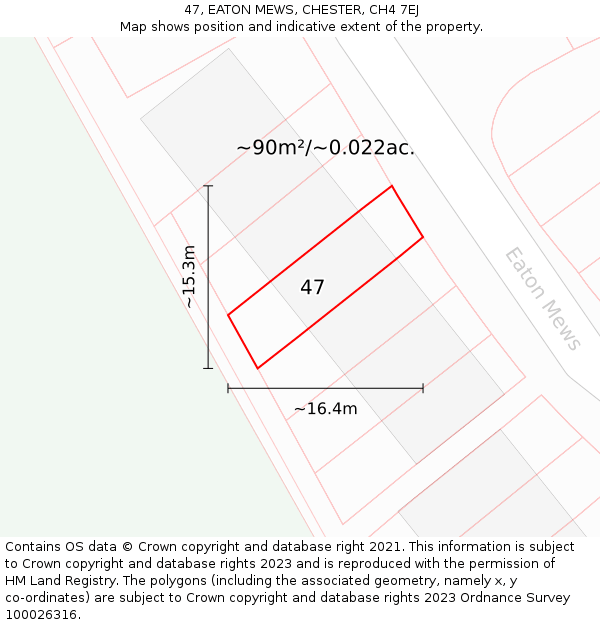 47, EATON MEWS, CHESTER, CH4 7EJ: Plot and title map