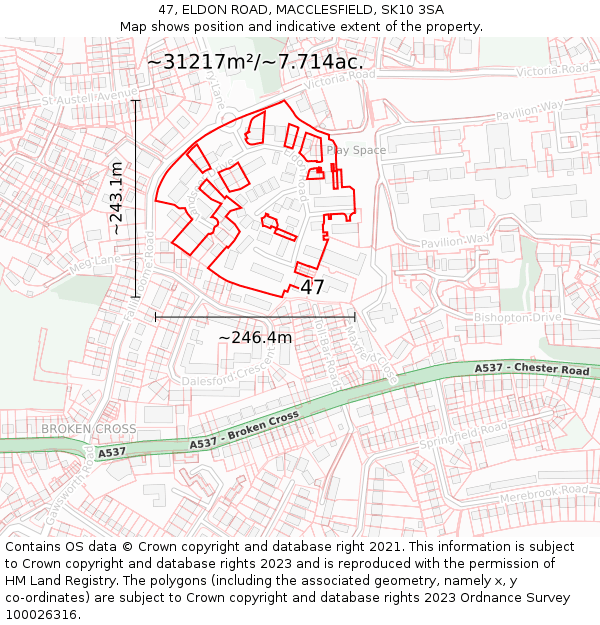 47, ELDON ROAD, MACCLESFIELD, SK10 3SA: Plot and title map