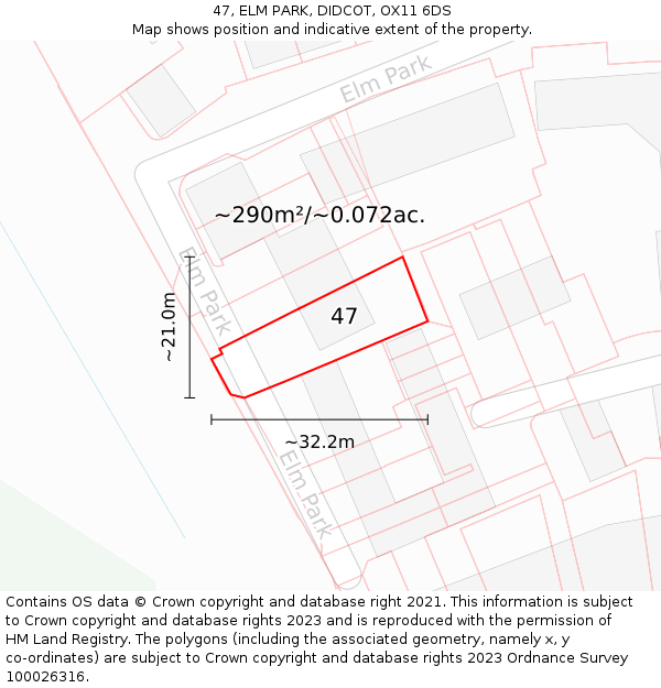 47, ELM PARK, DIDCOT, OX11 6DS: Plot and title map