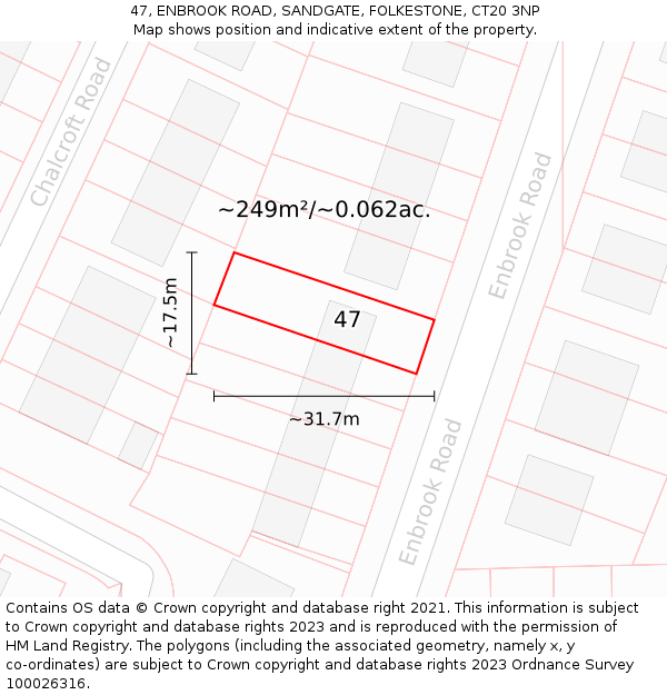 47, ENBROOK ROAD, SANDGATE, FOLKESTONE, CT20 3NP: Plot and title map