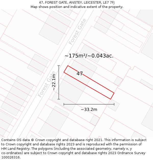 47, FOREST GATE, ANSTEY, LEICESTER, LE7 7FJ: Plot and title map