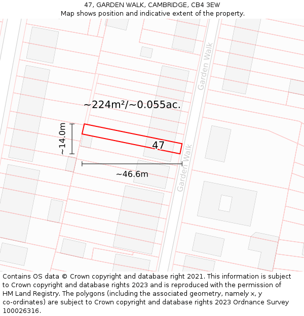 47, GARDEN WALK, CAMBRIDGE, CB4 3EW: Plot and title map