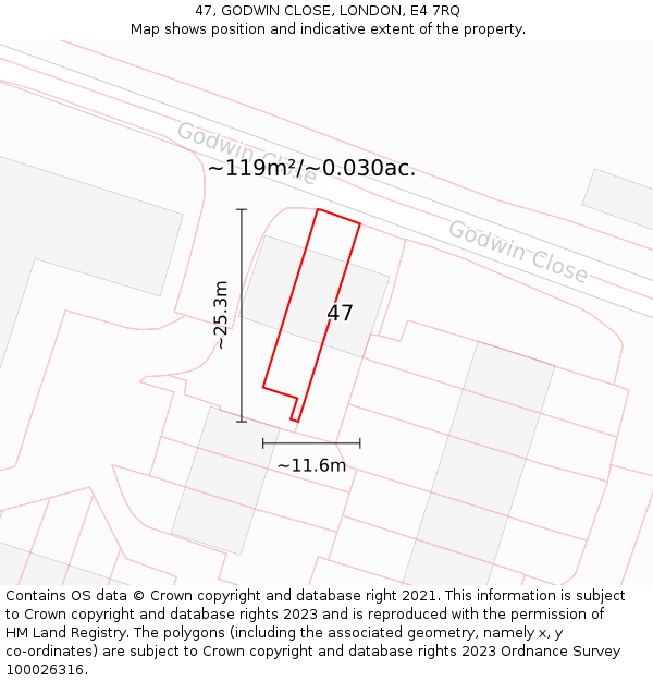 47, GODWIN CLOSE, LONDON, E4 7RQ: Plot and title map