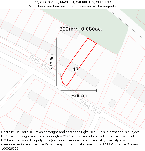 47, GRAIG VIEW, MACHEN, CAERPHILLY, CF83 8SD: Plot and title map