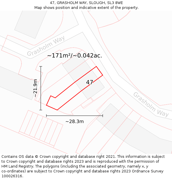 47, GRASHOLM WAY, SLOUGH, SL3 8WE: Plot and title map