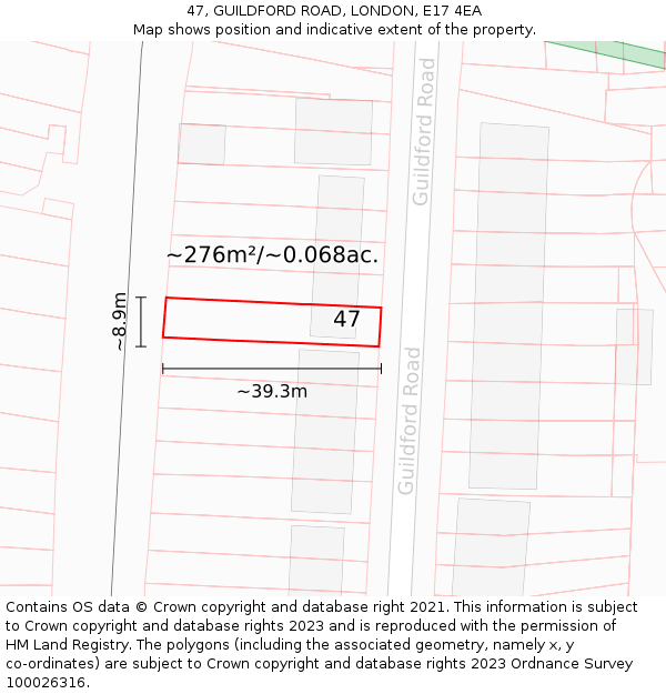 47, GUILDFORD ROAD, LONDON, E17 4EA: Plot and title map
