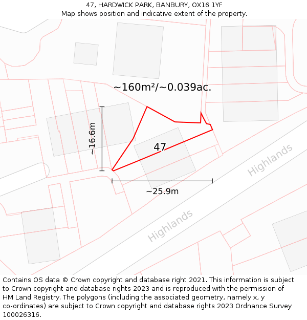 47, HARDWICK PARK, BANBURY, OX16 1YF: Plot and title map