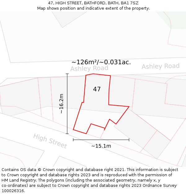 47, HIGH STREET, BATHFORD, BATH, BA1 7SZ: Plot and title map