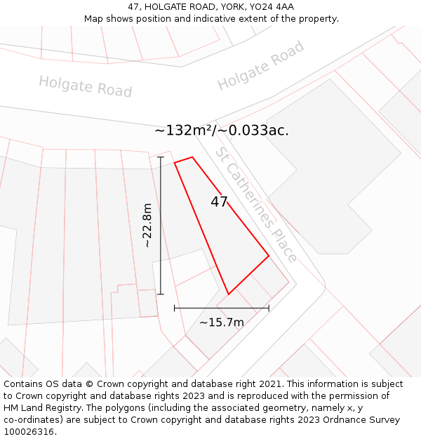 47, HOLGATE ROAD, YORK, YO24 4AA: Plot and title map