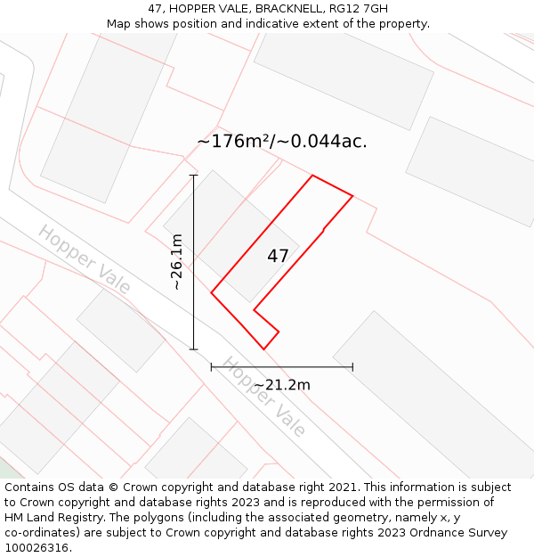 47, HOPPER VALE, BRACKNELL, RG12 7GH: Plot and title map