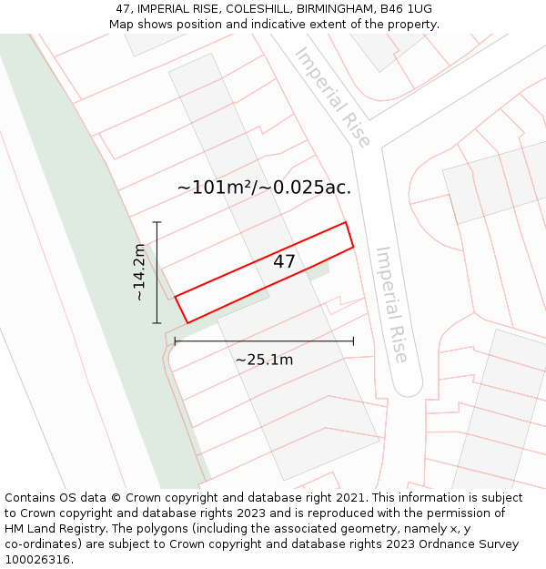 47, IMPERIAL RISE, COLESHILL, BIRMINGHAM, B46 1UG: Plot and title map
