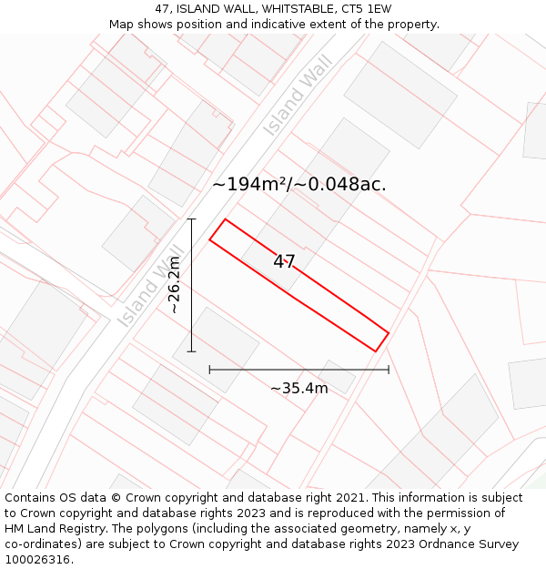 47, ISLAND WALL, WHITSTABLE, CT5 1EW: Plot and title map