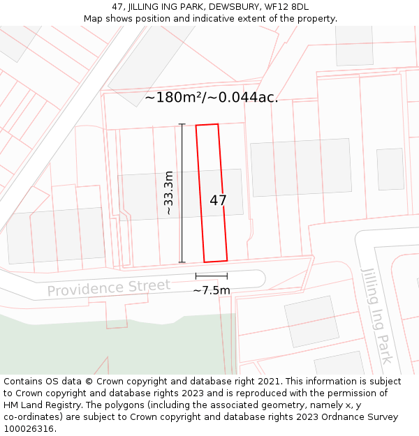 47, JILLING ING PARK, DEWSBURY, WF12 8DL: Plot and title map