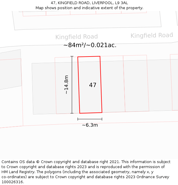 47, KINGFIELD ROAD, LIVERPOOL, L9 3AL: Plot and title map
