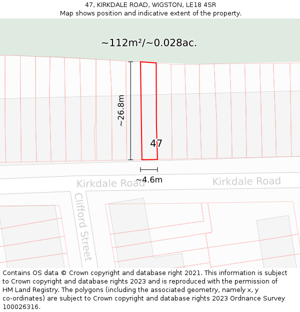 47, KIRKDALE ROAD, WIGSTON, LE18 4SR: Plot and title map